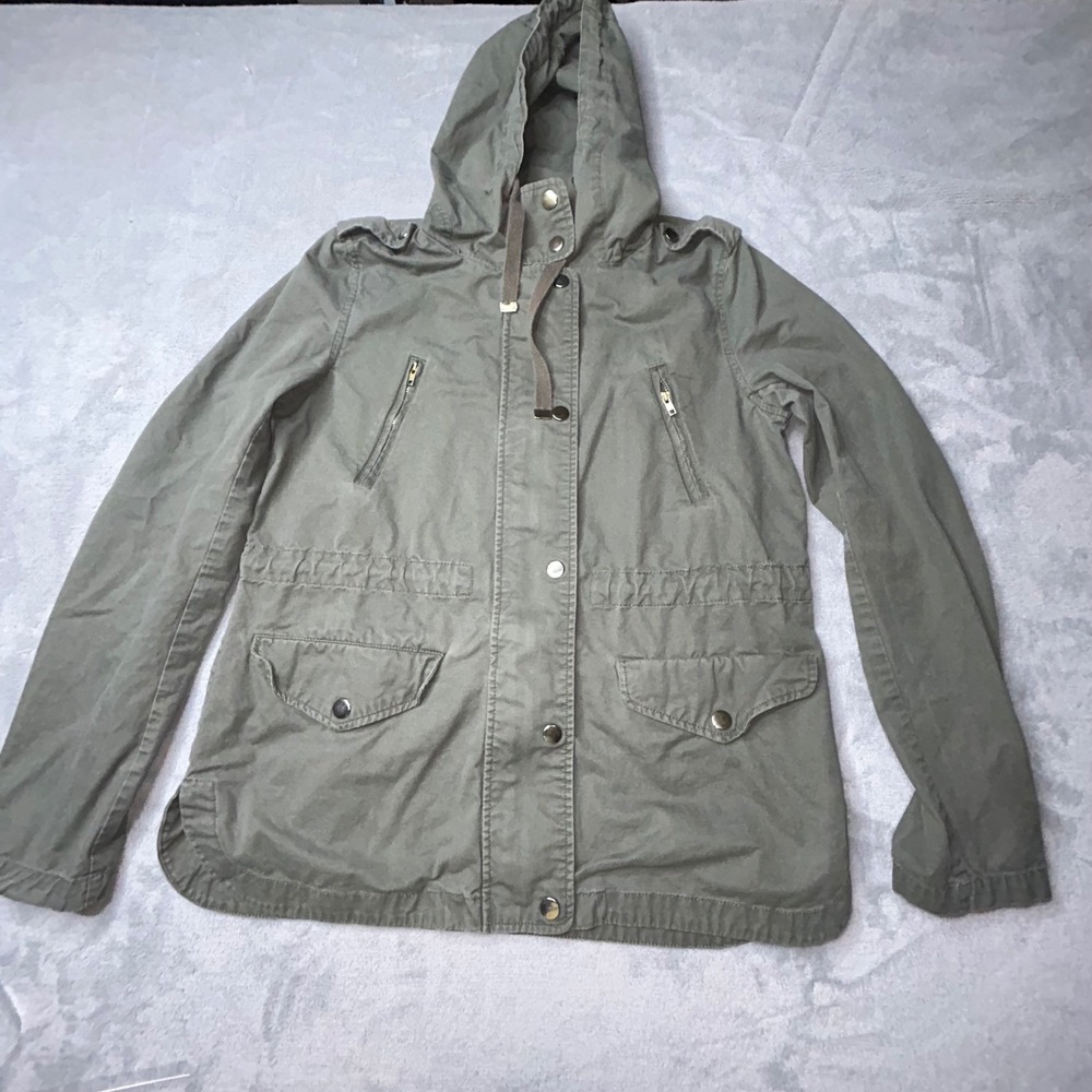 Love Tree Olive Green Utility Anorak Jacket Hooded Military Field Coat Small